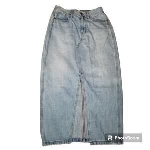 Madewell Rigid Denim A-Line Midi Skirt In Woodley Wash Womens sz 25 Cottagecore